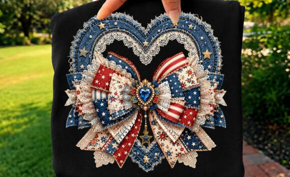 American Flag Love Ribbon Bow T-shirt Png