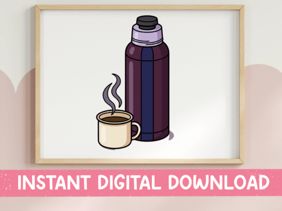 Camping Thermos and Enamel Mug Design Graphics