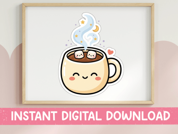 Kawaii Hot Cocoa Mug with Marshmallows Graphics