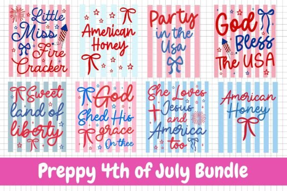 Preppy 4th of July PNG, SVG Bundle