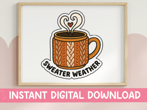 Sweater Weather Coffee Mug Sticker: Graphics for T-Shirt Designs