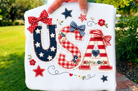 USA Flag Bow T-shirt Graphics for T-Shirt Designs