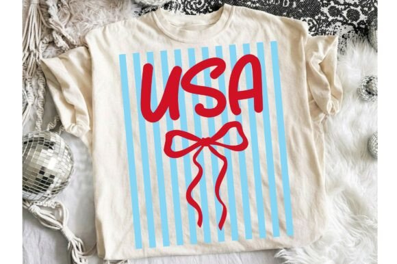 USA Preppy Striped Coquette Bow Graphics