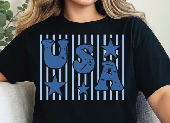 Usa Preppy Stripes Stars Blue Red Coquet Graphics for T-Shirt Designs