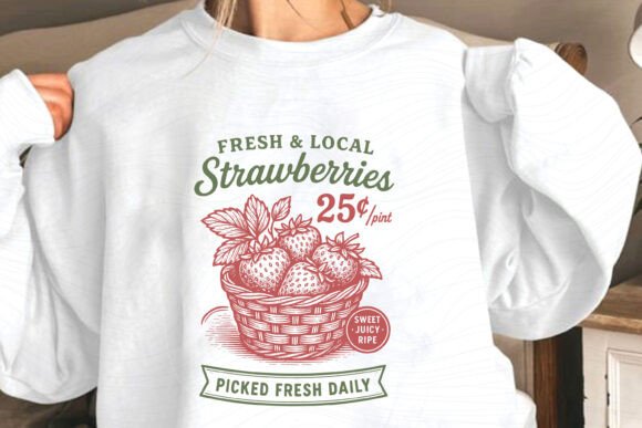 Vintage Farm Sign Strawberry SVG Design Graphics